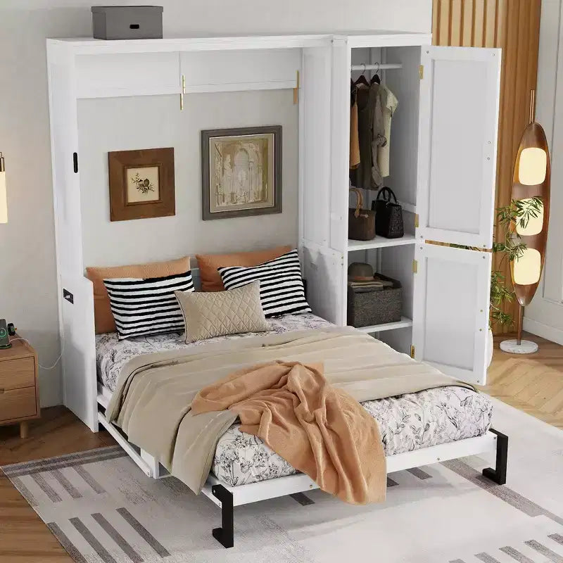 Telaio per letto a scomparsa matrimoniale con letto a muro pieghevole e ripiano integrato