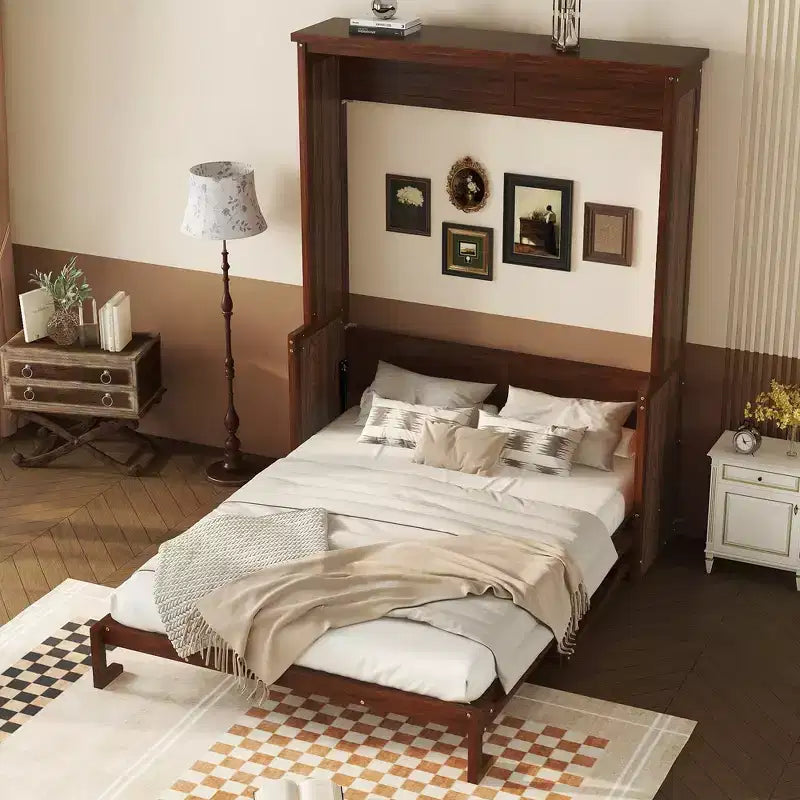 Telaio per letto a scomparsa matrimoniale con letto a muro pieghevole e ripiano integrato