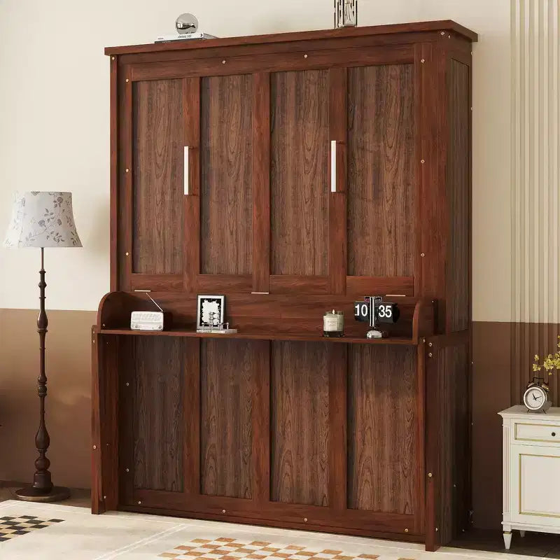 Whisen Queen Wood Murphy Bed Frame, Space-Saving Hidden Wall Bed