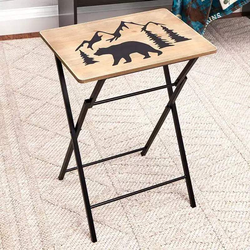 Tavolino pieghevole portatile con motivo "Lodge"