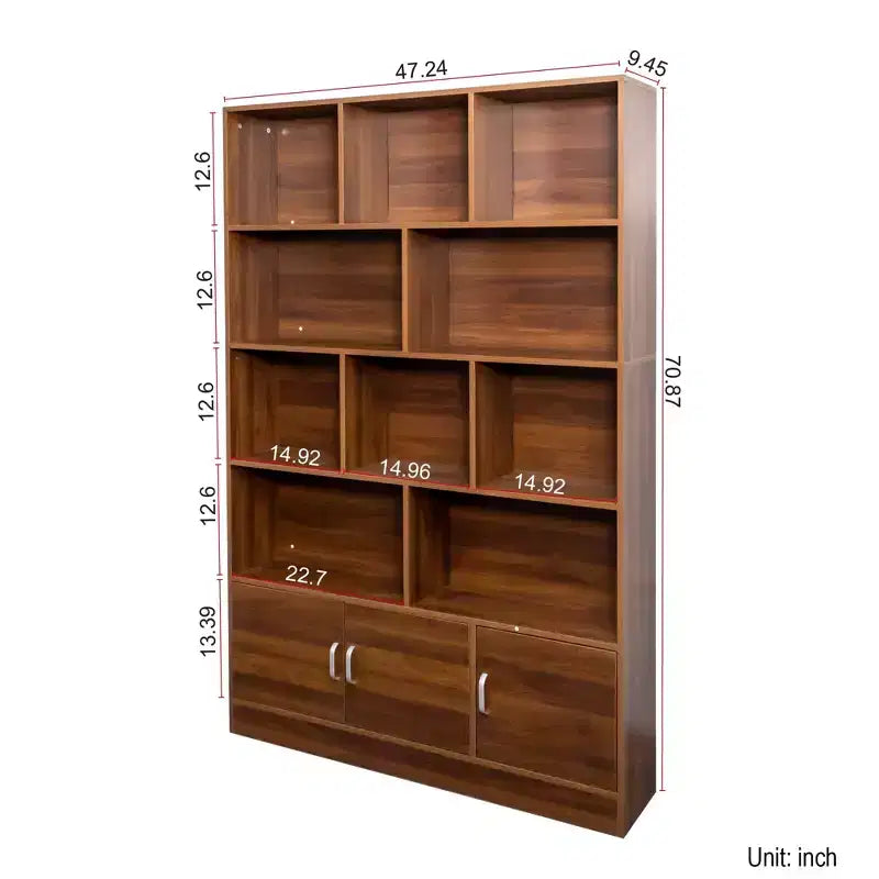 Libreria a Cubi a 4 Livelli da 71 Pollici con Ripiani Aperti