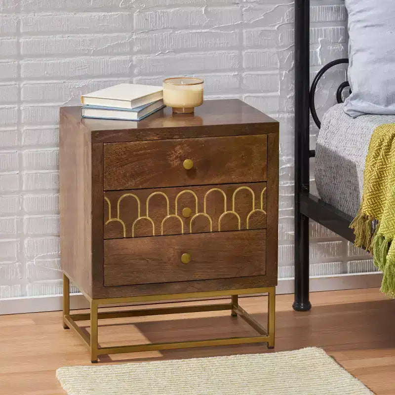 Comodini in Legno e Metallo, Set da 2