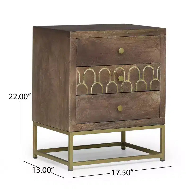 Comodini in Legno e Metallo, Set da 2