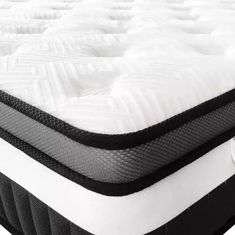 Materasso ibrido matrimoniale da 14 pollici con memory foam in gel e molle insacchettate, rigidità media, certificato CertiPUR-US