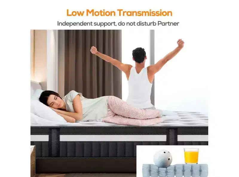 Materasso ibrido matrimoniale da 14 pollici con memory foam in gel e molle insacchettate, rigidità media, certificato CertiPUR-US