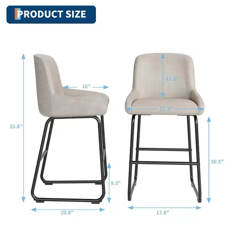 Sgabelli da Bar Altezza Bancone Set con Schienale e Poggiapiedi - Pelle PU, Struttura in Metallo
