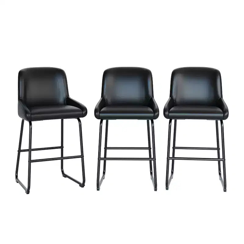 Sgabelli da Bar Altezza Bancone Set con Schienale e Poggiapiedi - Pelle PU, Struttura in Metallo