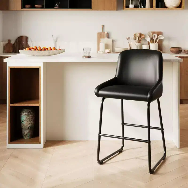 Sgabelli da Bar Altezza Bancone Set con Schienale e Poggiapiedi - Pelle PU, Struttura in Metallo