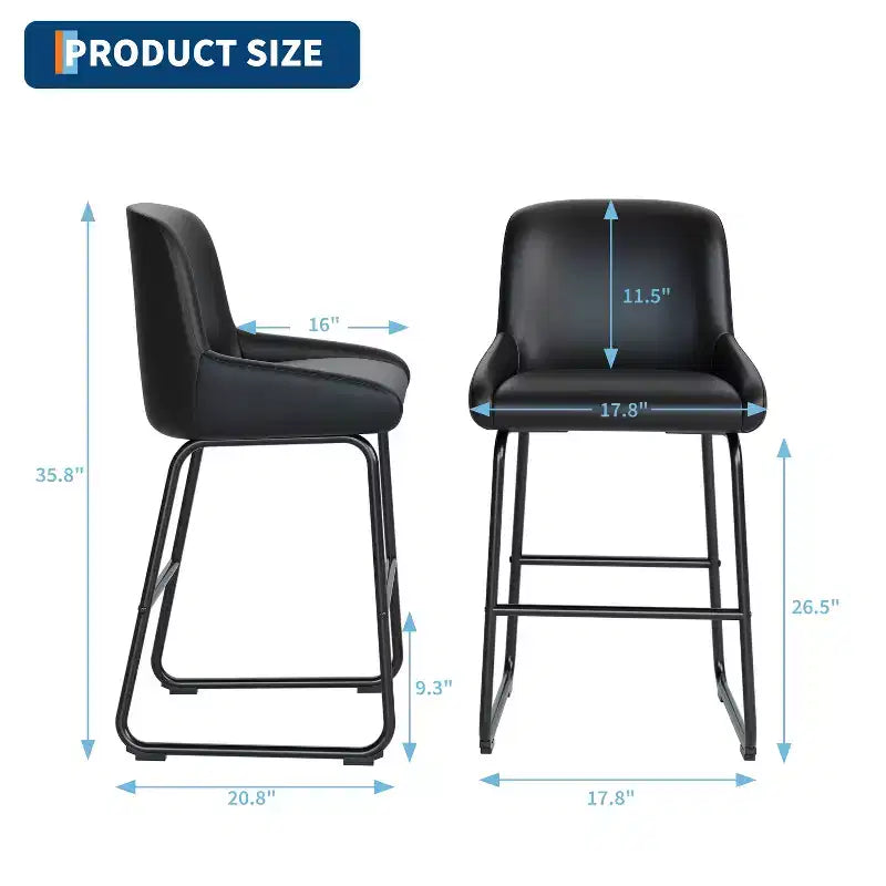 Sgabelli da Bar Altezza Bancone Set con Schienale e Poggiapiedi - Pelle PU, Struttura in Metallo