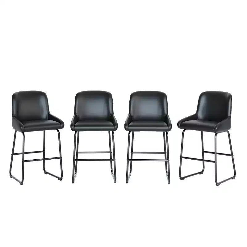 Sgabelli da Bar Altezza Bancone Set con Schienale e Poggiapiedi - Pelle PU, Struttura in Metallo