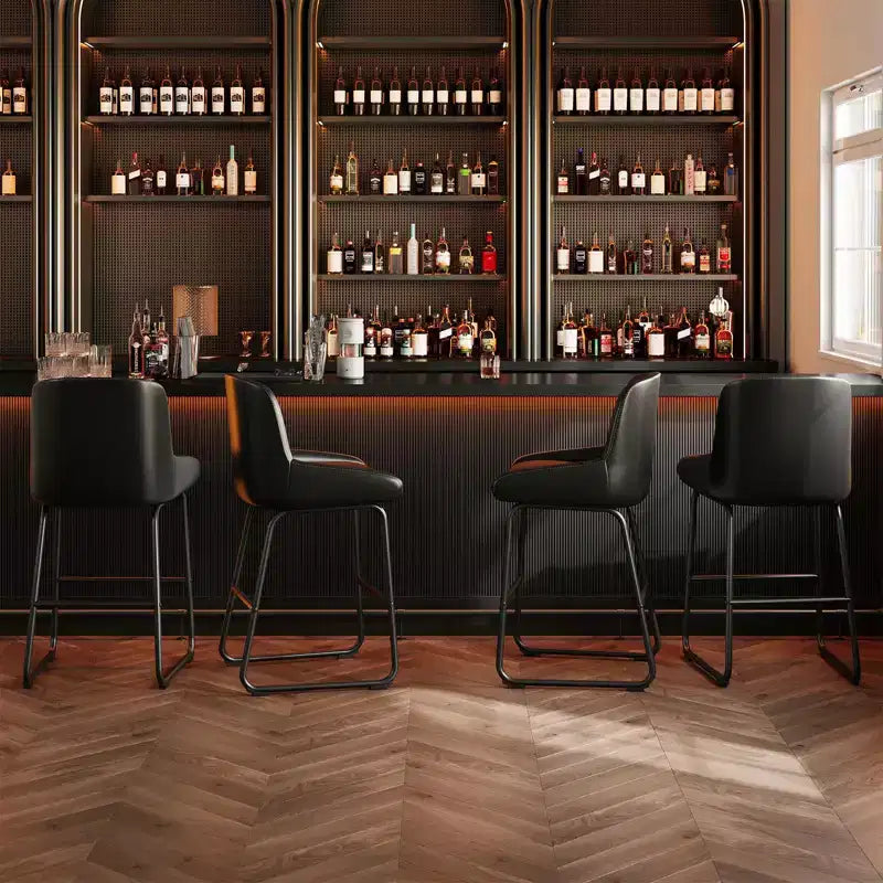 Sgabelli da Bar Altezza Bancone Set con Schienale e Poggiapiedi - Pelle PU, Struttura in Metallo
