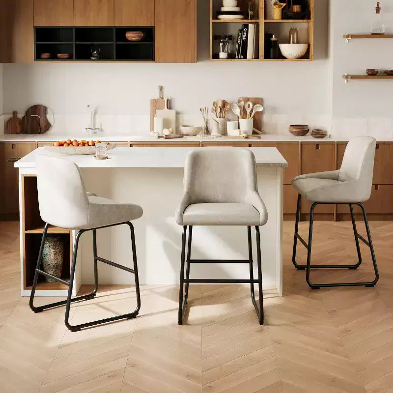 Sgabelli da Bar Altezza Bancone Set con Schienale e Poggiapiedi - Pelle PU, Struttura in Metallo