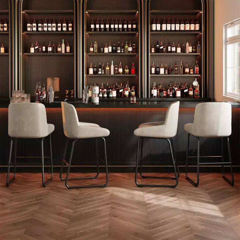 Sgabelli da Bar Altezza Bancone Set con Schienale e Poggiapiedi - Pelle PU, Struttura in Metallo