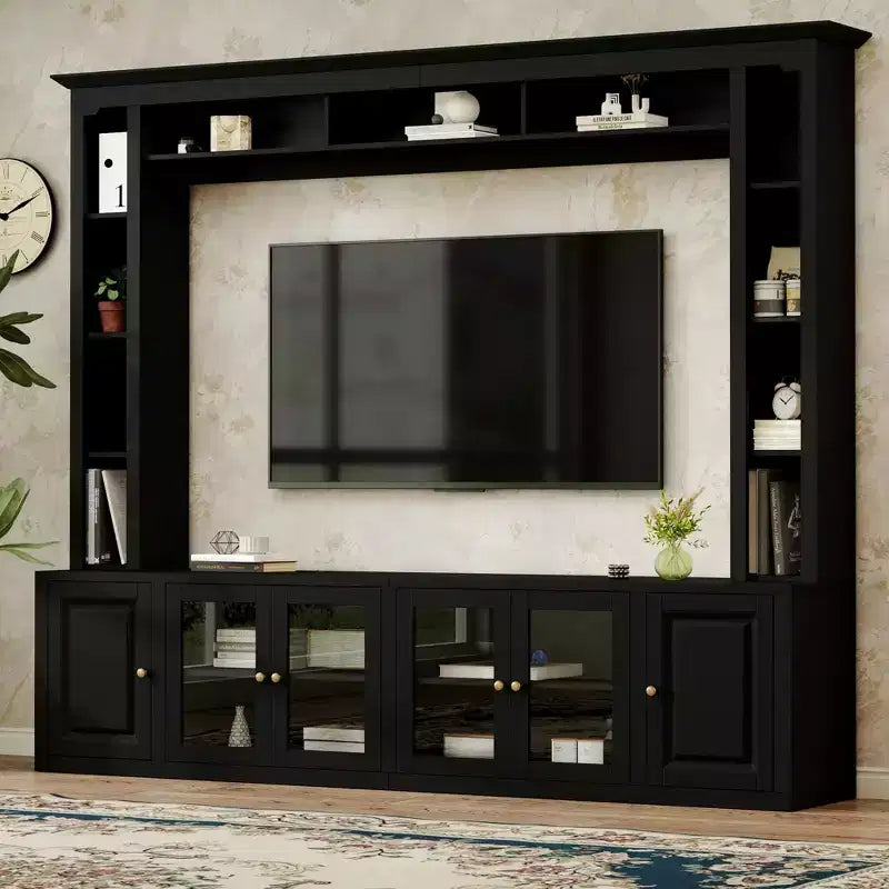Clihome 4-Piece Modern Large Entertainment Center Wall Unit with Bookshelves for Living Room