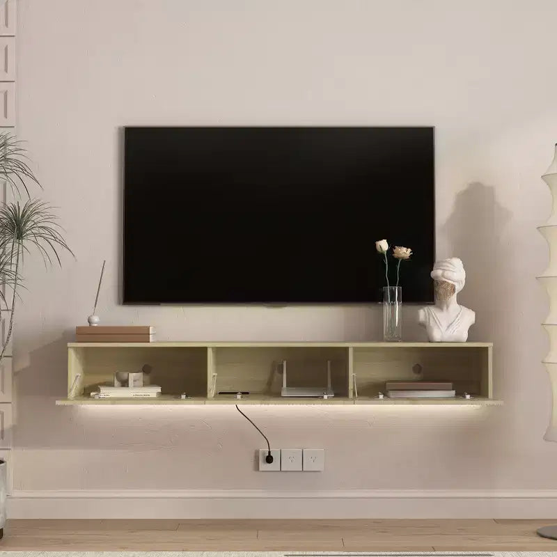 Mobile TV moderno da 64 pollici da parete galleggiante con contenitore