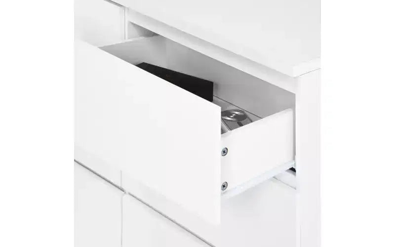 Cassettiera a 9 cassetti con apertura a pressione, finitura bianco opaco