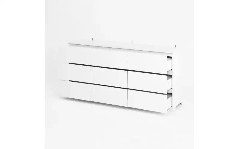 Cassettiera a 9 cassetti con apertura a pressione, finitura bianco opaco