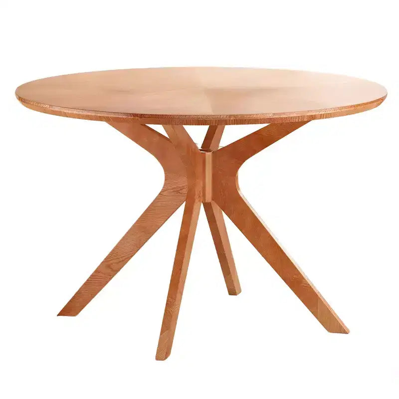 MAYEERTY 47 Round Solid Wood Dining Table, Honey Intersecting Pedestal Base 4-6 Seater for Kitchen & Dining Room