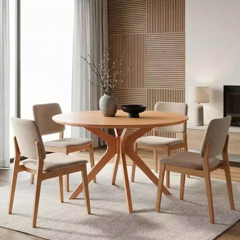 Tavolo da pranzo rotondo da 47 pollici con base a piedistallo a X
