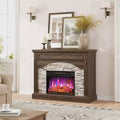 Electric Fireplace TV Stand with Mantel, Remote Control & 3D Flame, Adjustable Heating for Living Room and Bedroom