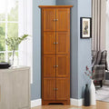 4-Tier Corner Pantry Cabinet with 8 Doors and Adjustable Shelves for Kitchen or Bathroom Storage