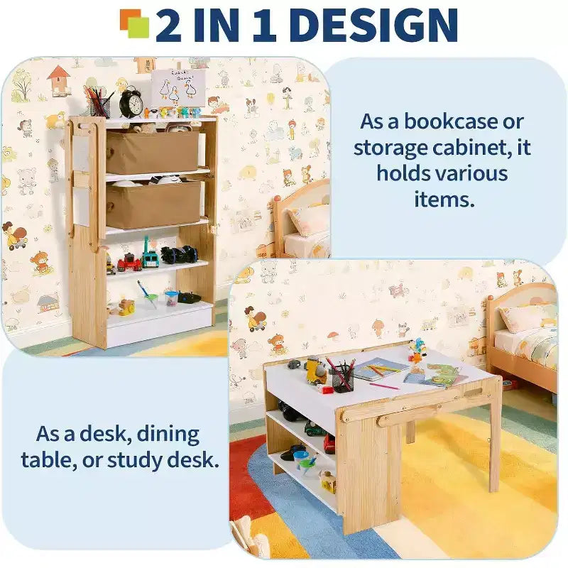 Tavolo e sedie per bambini con contenitore