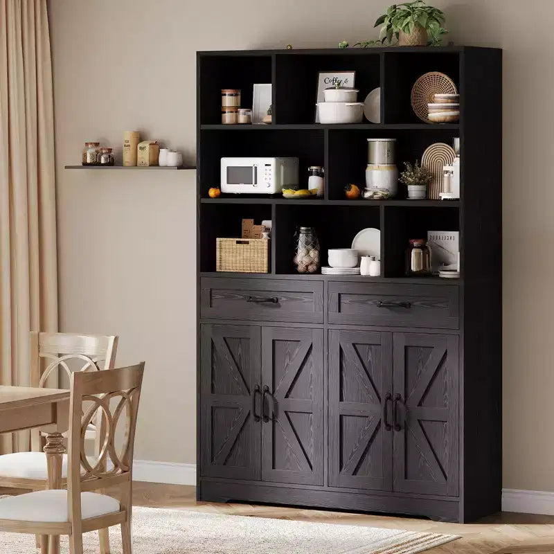 Libreria Alta 180 cm con Cassetti, Ante e Ripiani a Giorno