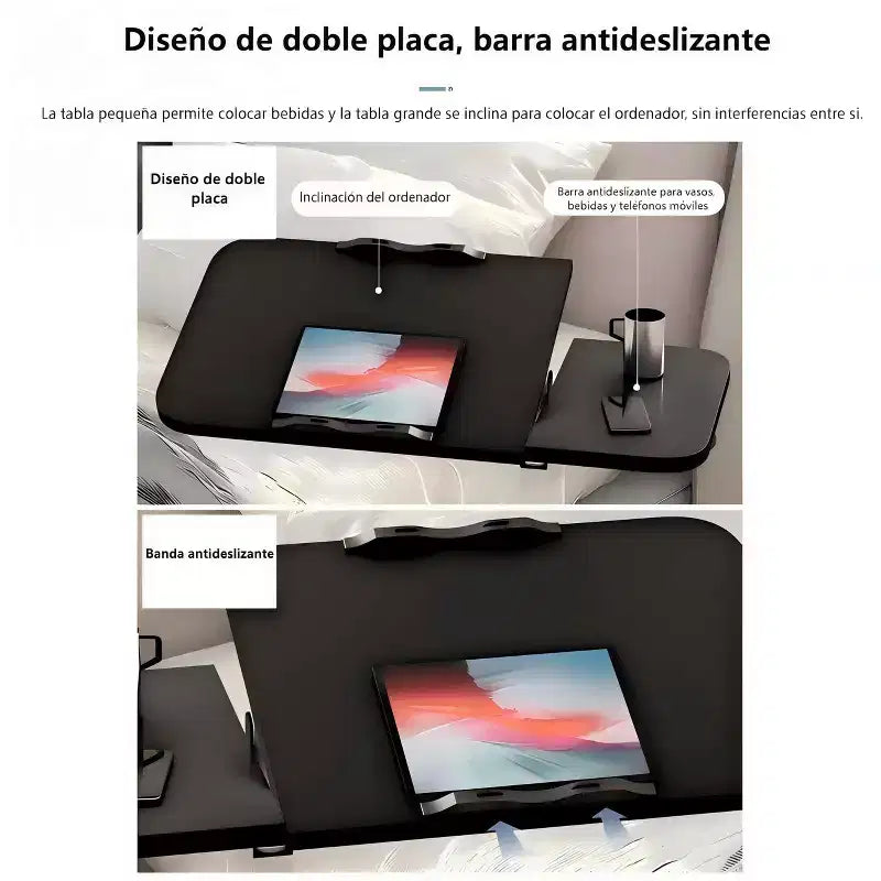 Tavolo Laterale Regolabile in Altezza con Ruote Bloccabili