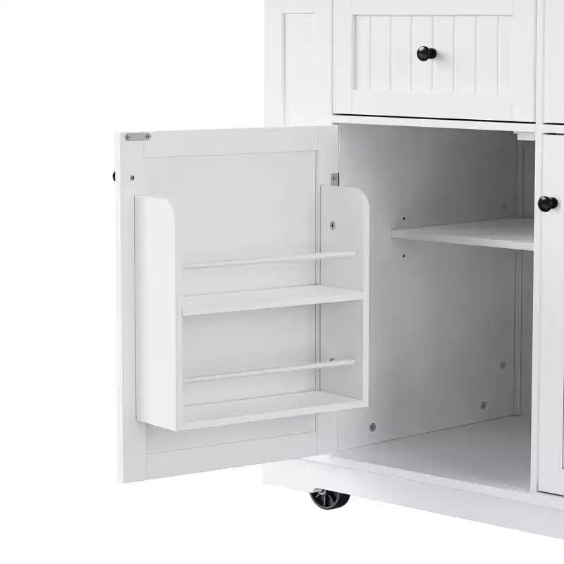 Carrello da cucina con isola, anta a ribalta e vano portaoggetti