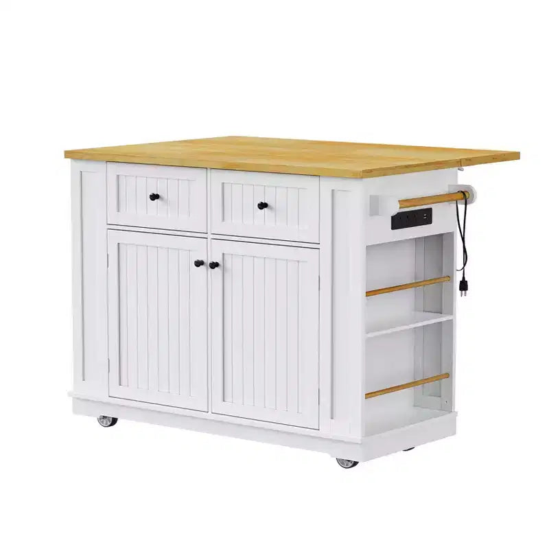 Carrello da cucina con isola, anta a ribalta e vano portaoggetti
