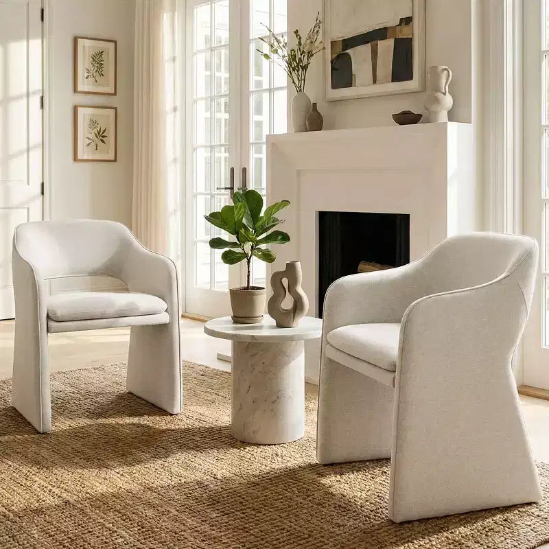 Sedie da pranzo imbottite, set da 2 – Sedile in tessuto, gambe in legno