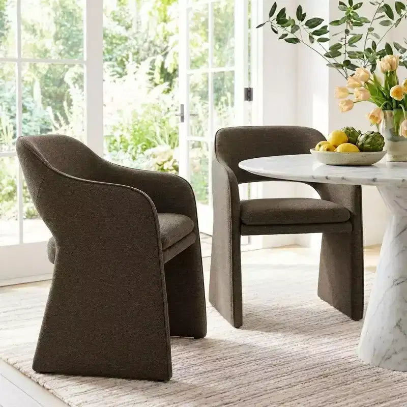 Sedie da pranzo imbottite, set da 2 – Sedile in tessuto, gambe in legno