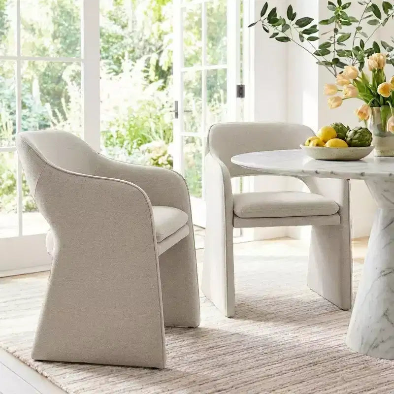 Sedie da pranzo imbottite, set da 2 – Sedile in tessuto, gambe in legno