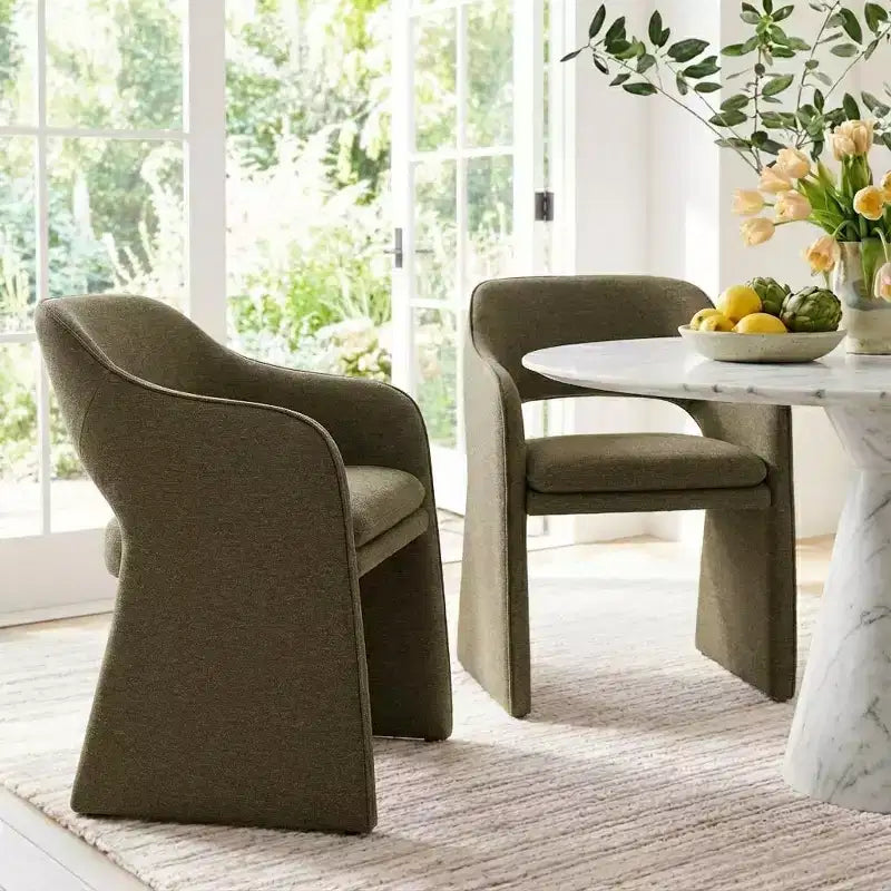 Sedie da pranzo imbottite, set da 2 – Sedile in tessuto, gambe in legno