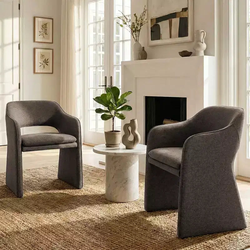 Sedie da pranzo imbottite, set da 2 – Sedile in tessuto, gambe in legno