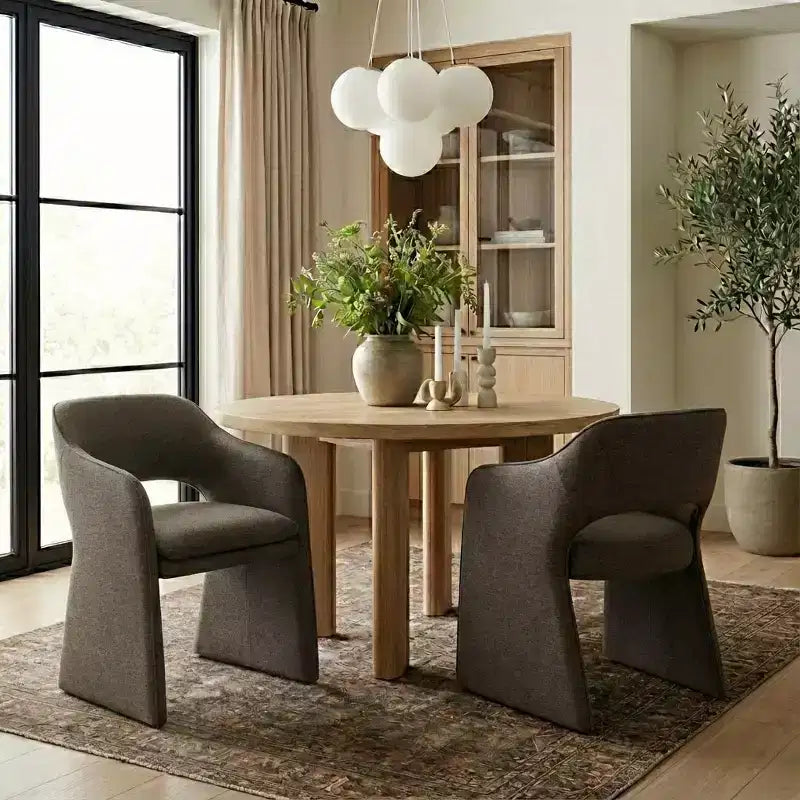 Sedie da pranzo imbottite, set da 2 – Sedile in tessuto, gambe in legno