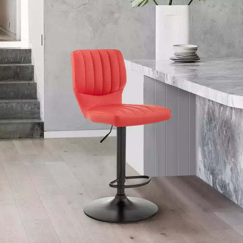 GDFStudio Goritz Adjustable Height Faux Leather Upholstered Swivel Bar Stool