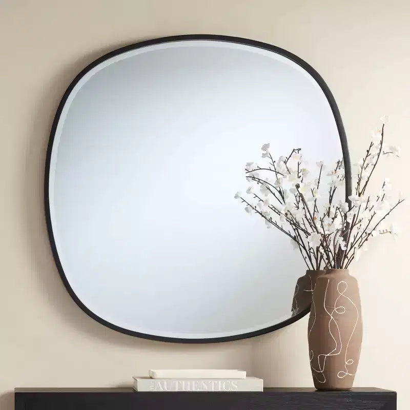 Specchi da Parete Rotondi Neri, Set di 2 – 86 cm, Cornice in Ferro
