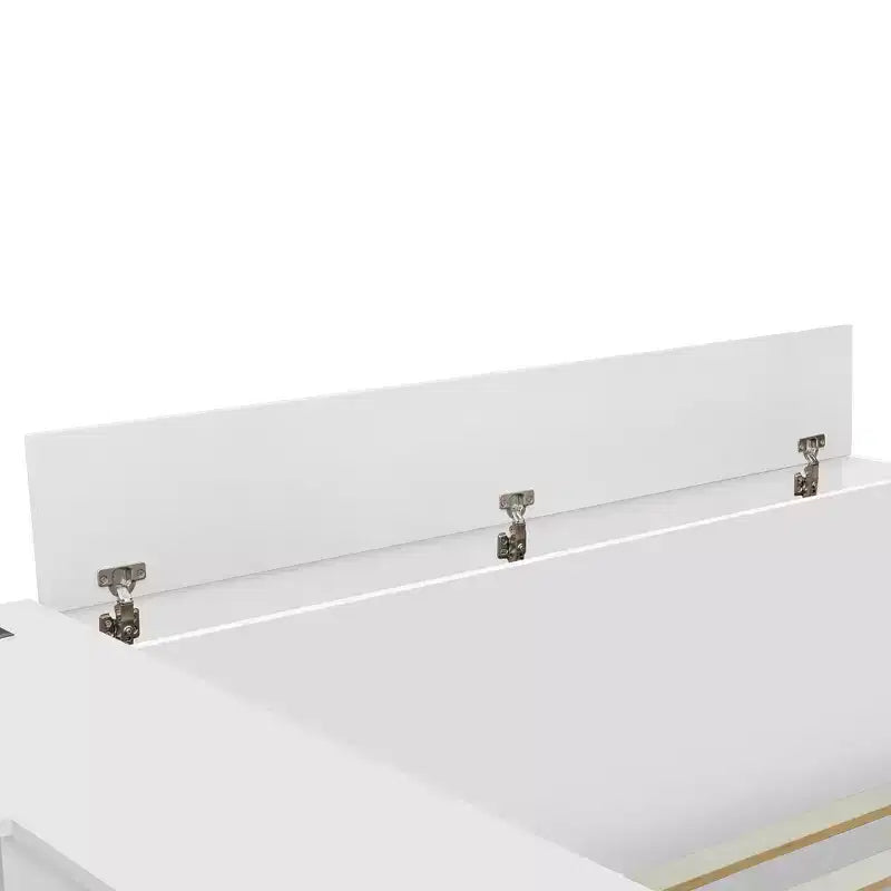 Letto a una piazza e mezza con contenitore, scrivania, 6 cassetti e armadietti