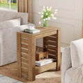 Lantine Narrow Side Table, 2-Tier Farmhouse Wooden End Table with Storage Shelf for Living Room, Bedroom, Office, Easy Assembly