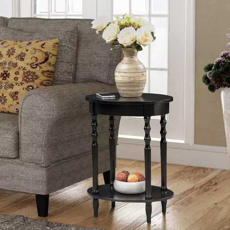 HomeStock Oval Wood Table Top End Table 1 -piece