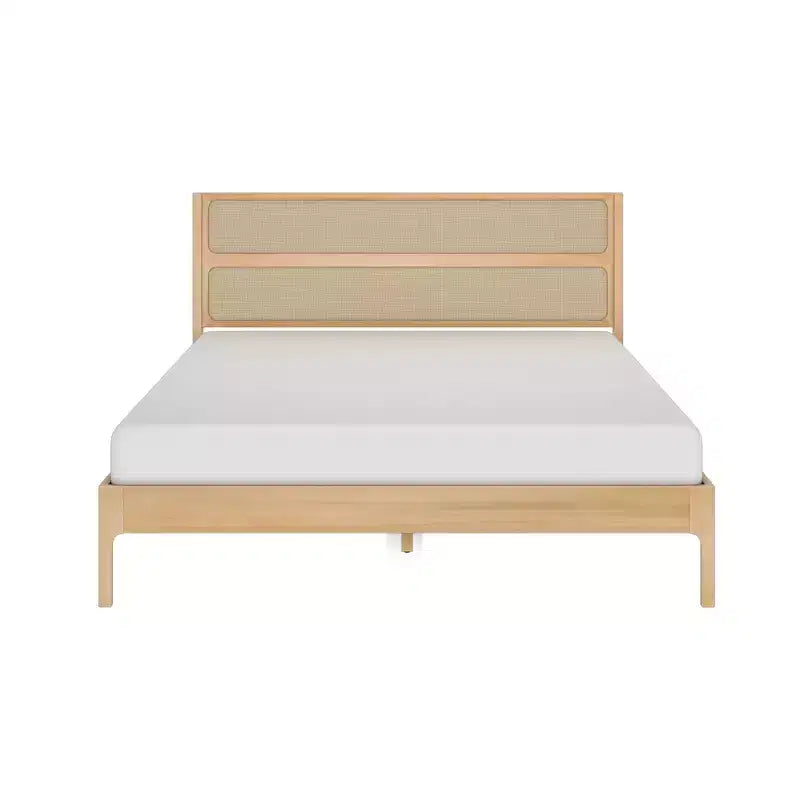 Struttura letto king in rattan con testiera