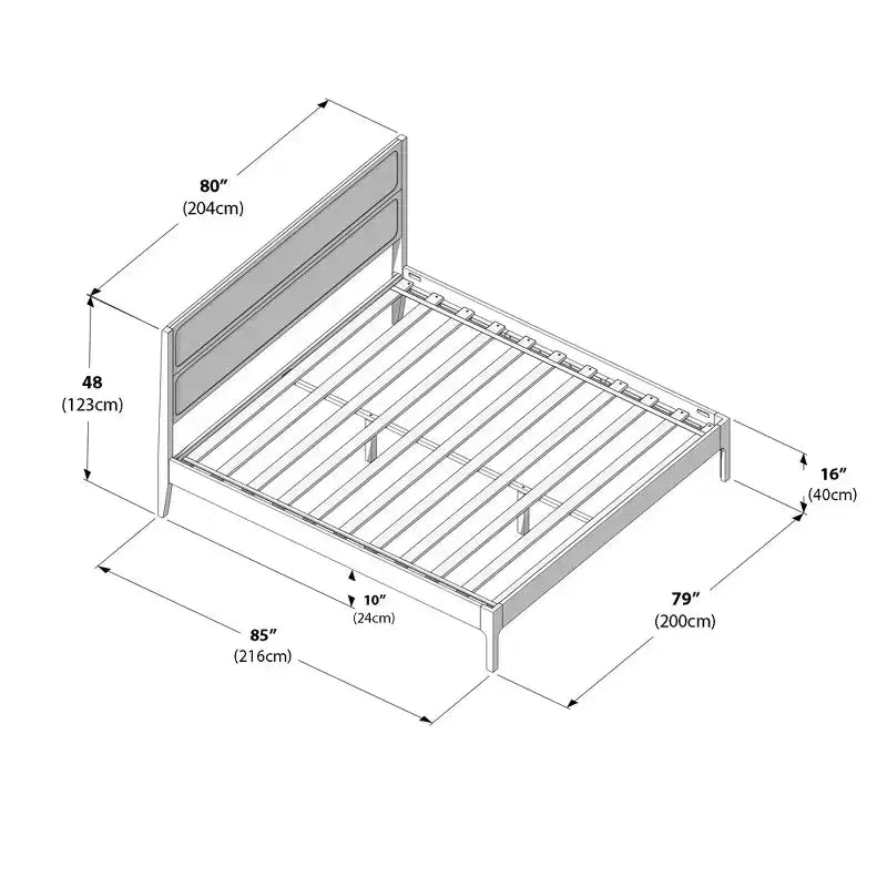 Struttura letto king in rattan con testiera
