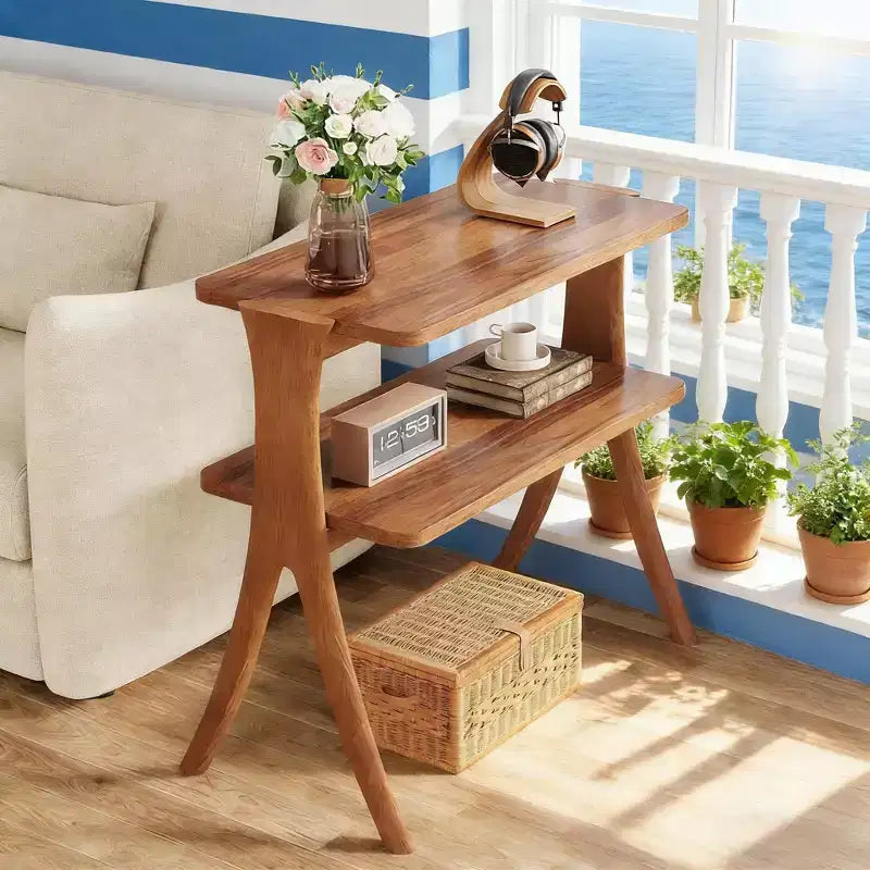 GDFStudio Bessy 2-Tier Narrow Wood Side Table