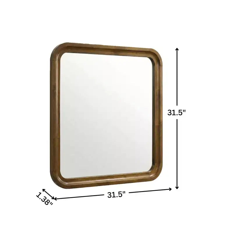 Specchio da parete con cornice in legno - Finitura noce, 80 cm quadrato