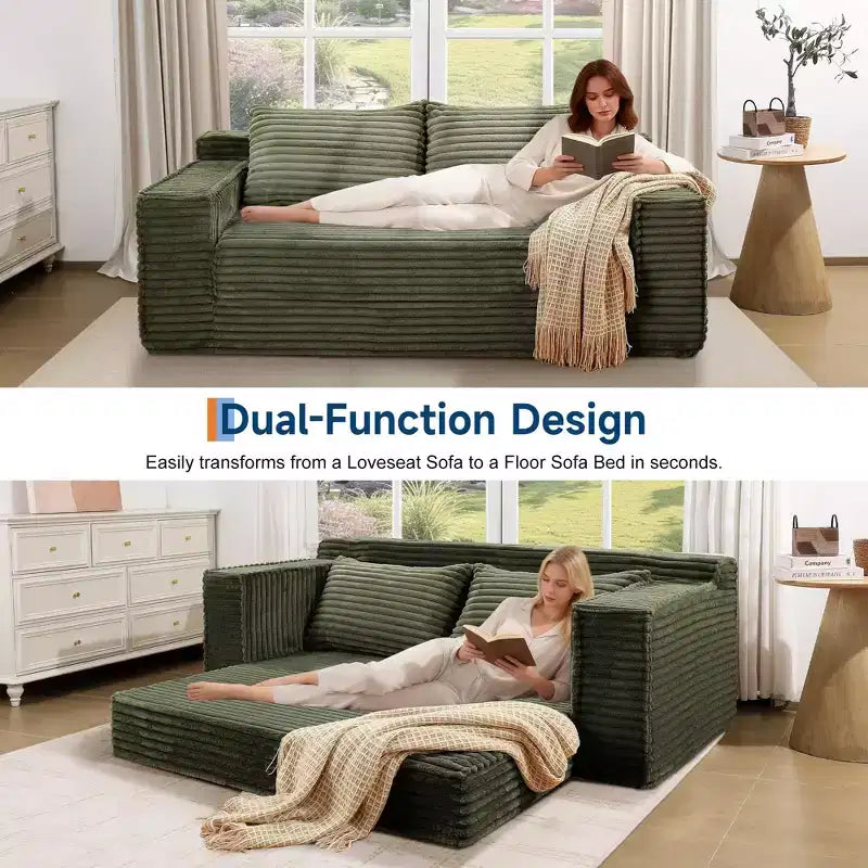 Divano Letto Trasformabile con 2 Cuscini