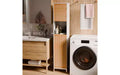 AMMER 65-Inch Tall Bathroom Storage Cabinet Slim Tall Cabinet With Bamboo Slatted Doors for Living Rooms, Kitchens, dnd Bathrooms - Natural/White