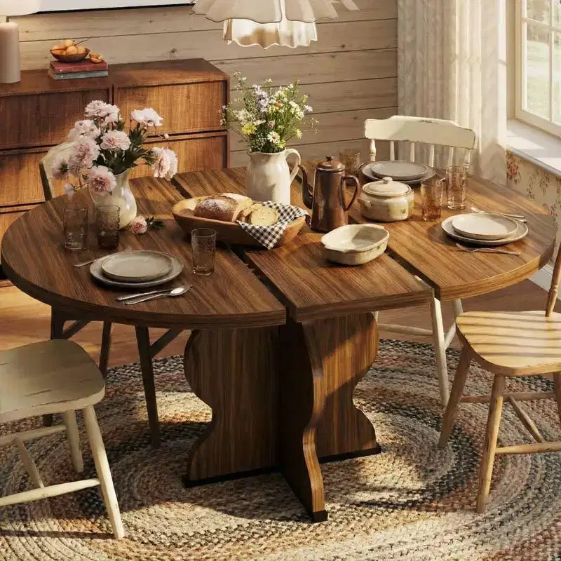 Tavolo da pranzo ovale allungabile, 120–160 cm, per 4–8 persone, piano in legno con struttura in metallo