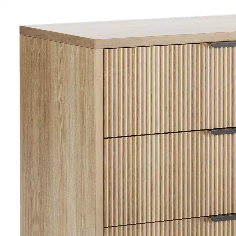 Cassettiera scanalata a 3 cassetti – Cassettiera in legno per camera da letto, ingresso e piccoli spazi