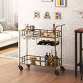 2-Tier Portable Bar Cart with Mirrored Shelves, Rolling Service Trolley with Wine Rack, Glass Holder, Beverage Serving for Home, Dining & Living Room